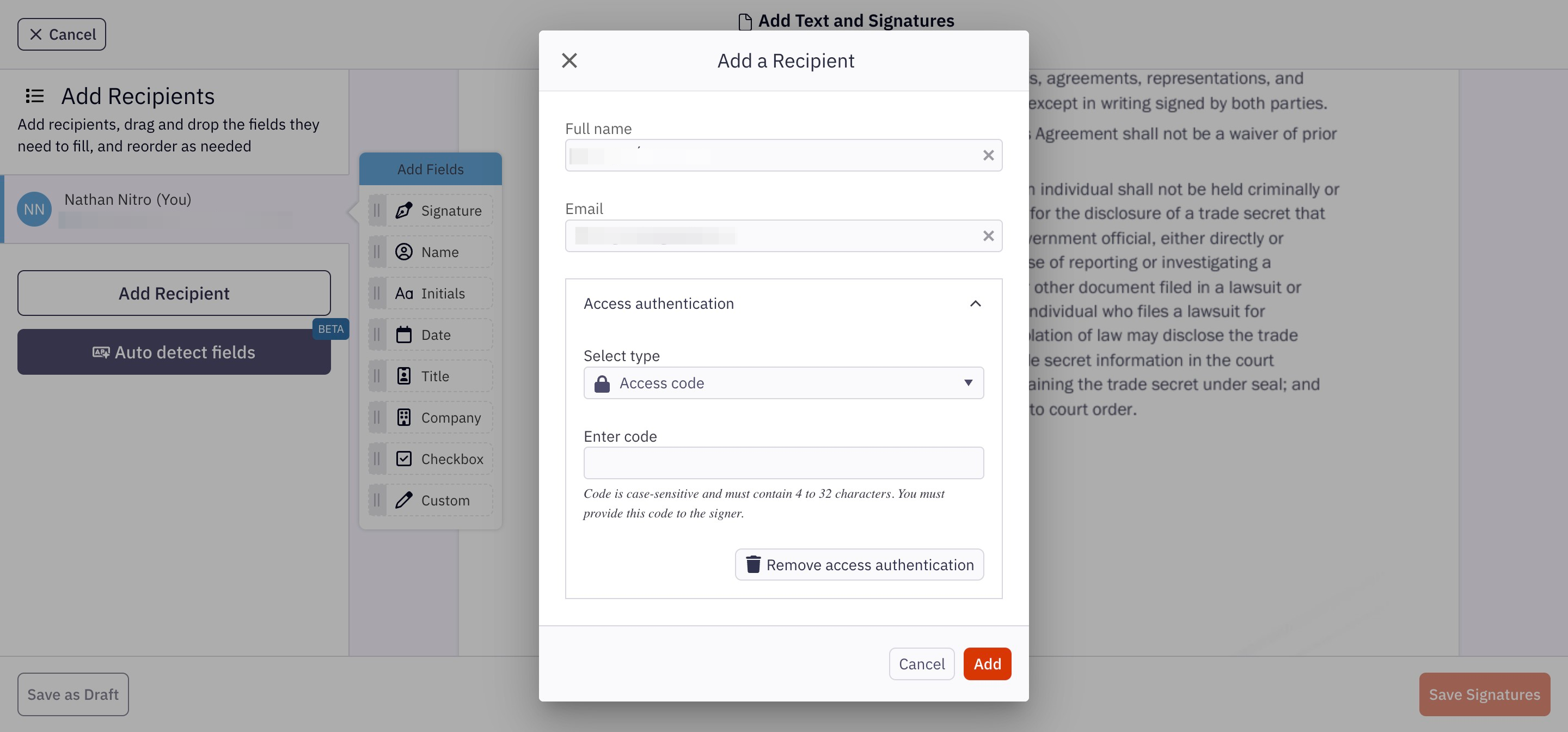 screenshot of Nitro Sign